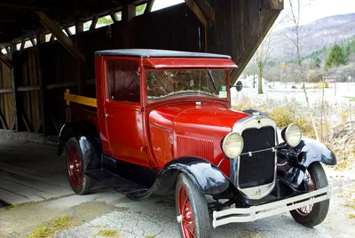Red Vintage Car on Display