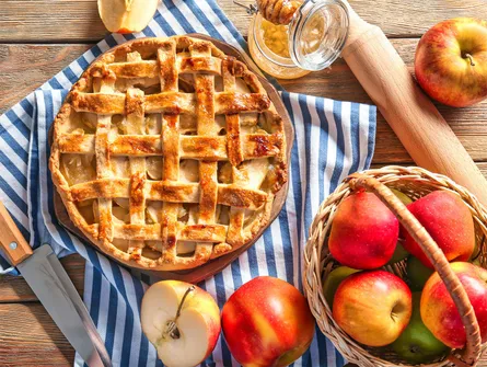 Pie on tablecloth