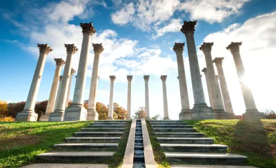Columns under archway