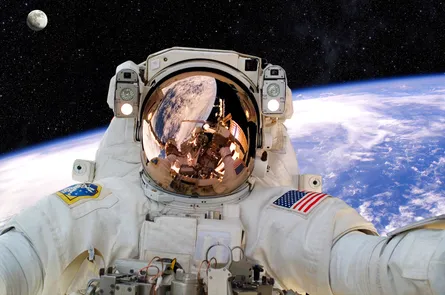 The astronaut is in space