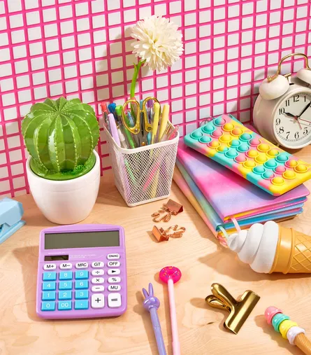 Desk with school supplies