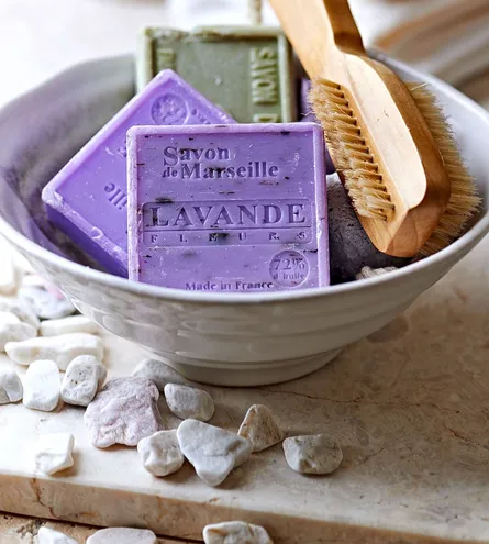 Lavender soap in bowl