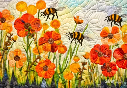 Bees in flight quilt 122 007