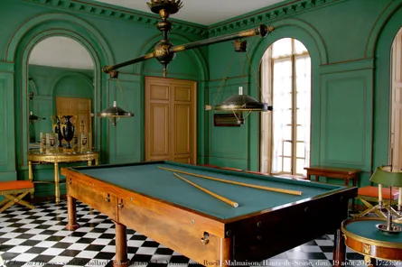 Billiards room with pool table and chandelier