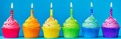 Colorful Cupcakes with Candles