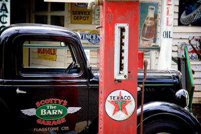 Vintage Truck and Gas Pump
