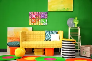 Colorful room furniture arrangement