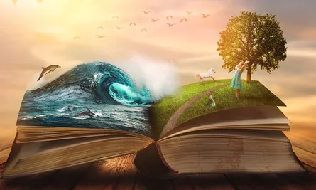 Open book reveals world map