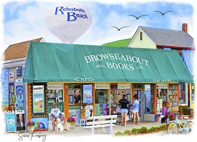 "Cozy Bookstore with Green Roof"