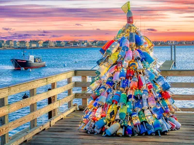 Christmas tree made of pots