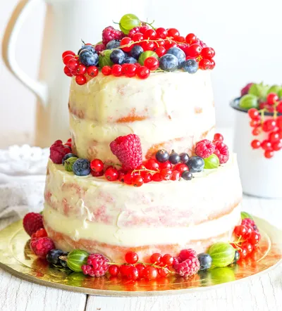 Delicious Cake with Red Berries