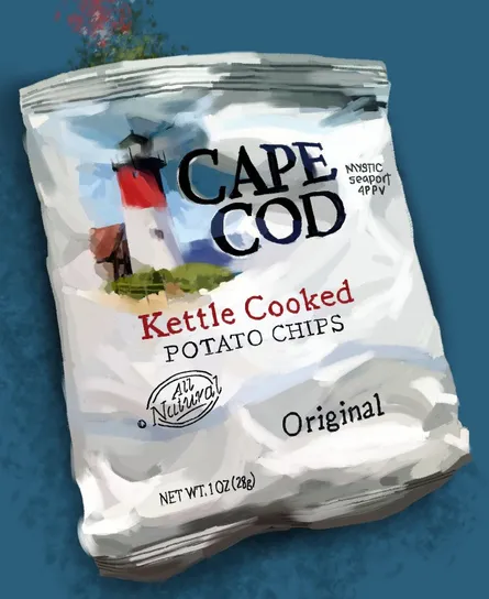 Lighthouse on bag of potato chips