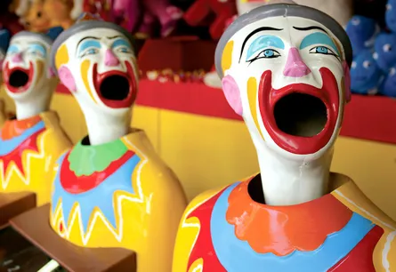 Clowns in a shop window