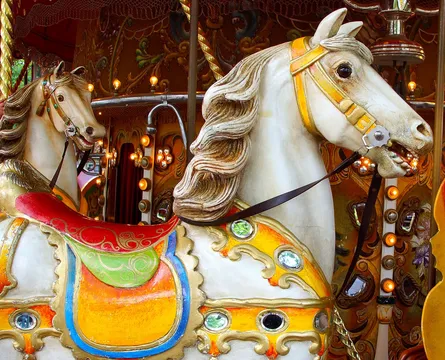 Gold horse in carousel