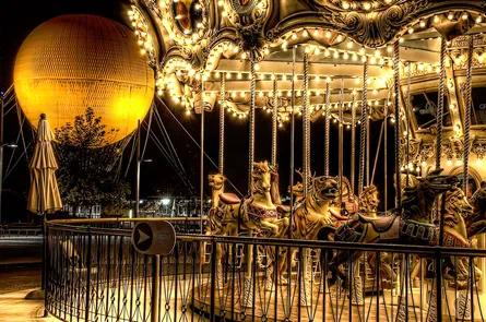 Carousel with people riding