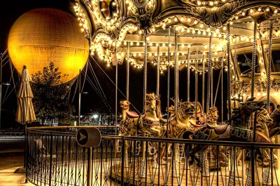 Carousel with people riding