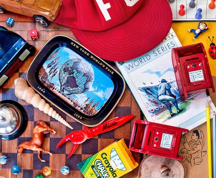 Toys and books on table