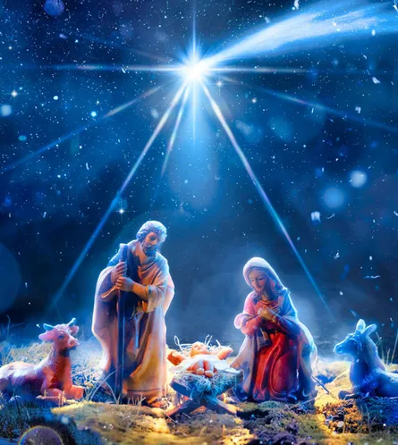 Christmas scene under star