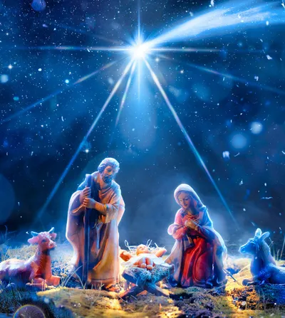 Christmas scene under star