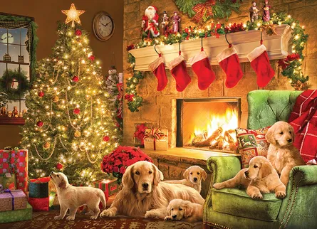 Cozy Christmas with puppies