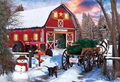 Farm holiday scene