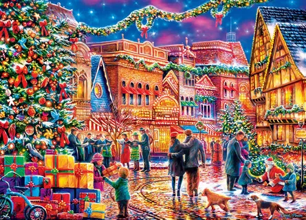 Festive Christmas market scene