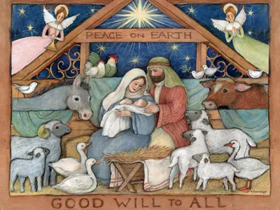 Nativity scene with animals