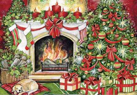 Cozy holiday fireplace scene