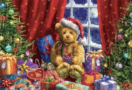 Teddy bear by window