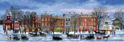 Charming winter town scene