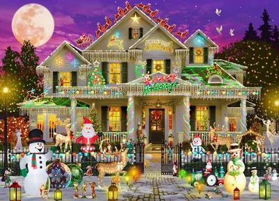 Christmas house decorated with lights