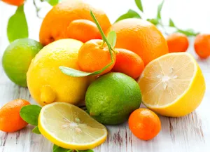 Fresh fruit arrangement on white table