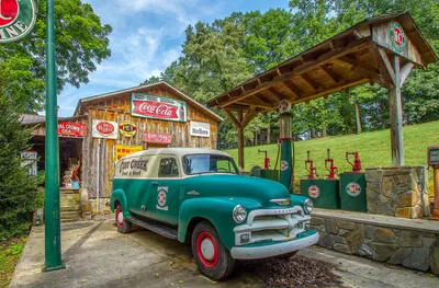 Old car and building