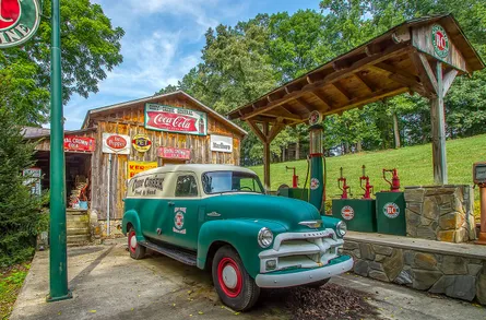 Old car and building