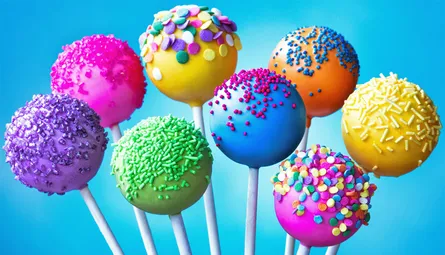 Colorful icing on cake pops