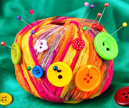 Knitting supplies on table