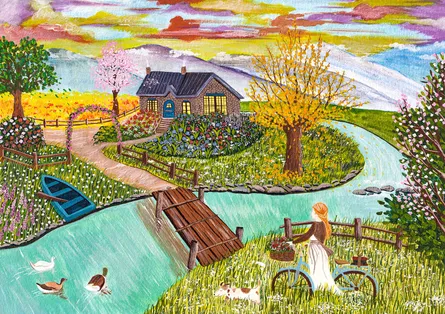 Pastoral scene painted on canvas
