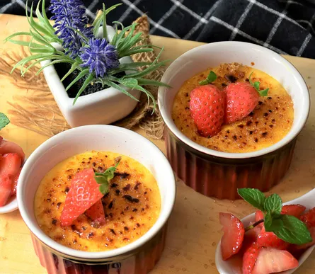 Two deserts, strawberries