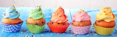 Colorful Cupcakes on Table
