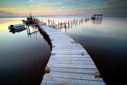 Wooden pier with wooden posts