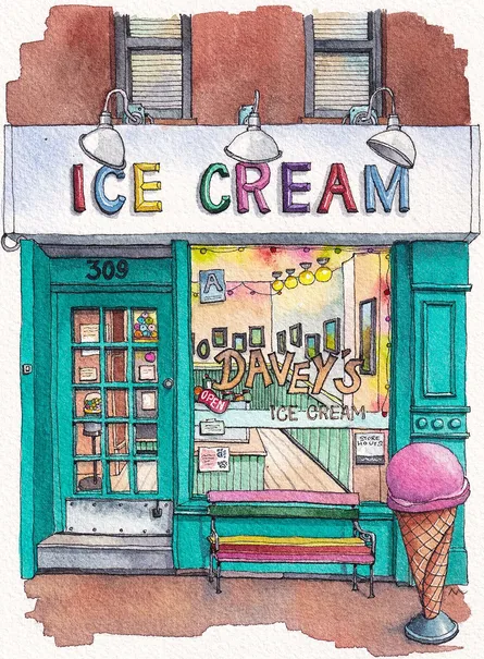 Ice cream shop sign