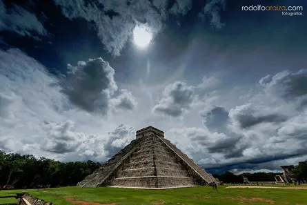 Tall tower on top of pyramid