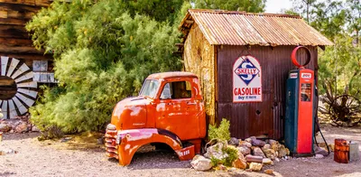 Old-fashioned gas station