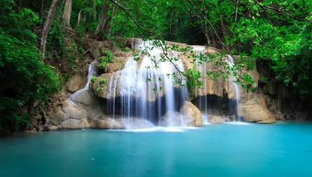 Waterfall next to lake