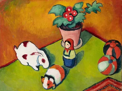Woman and rabbits on table