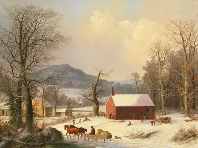 Snowy countryside landscape