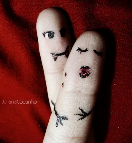 Finger puppets on finger tips