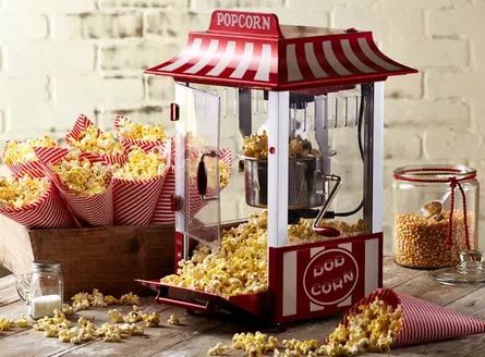 Popcorn machine on table