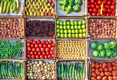 Colorful Market Fruits and Vegetables