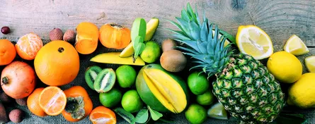 Fresh fruits on table